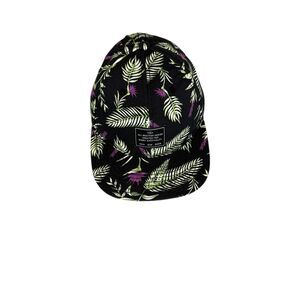 HM Tropical Print Adjustable Snapback Hat‎ Black/Purple/Green Leaf Design Unisex